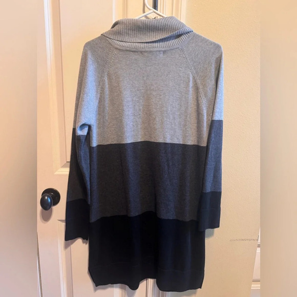 Eight Eight Eight Long Black Grey Gray Sweater Zipper Cowl Neck Pockets Sz M - Picture 2 of 11